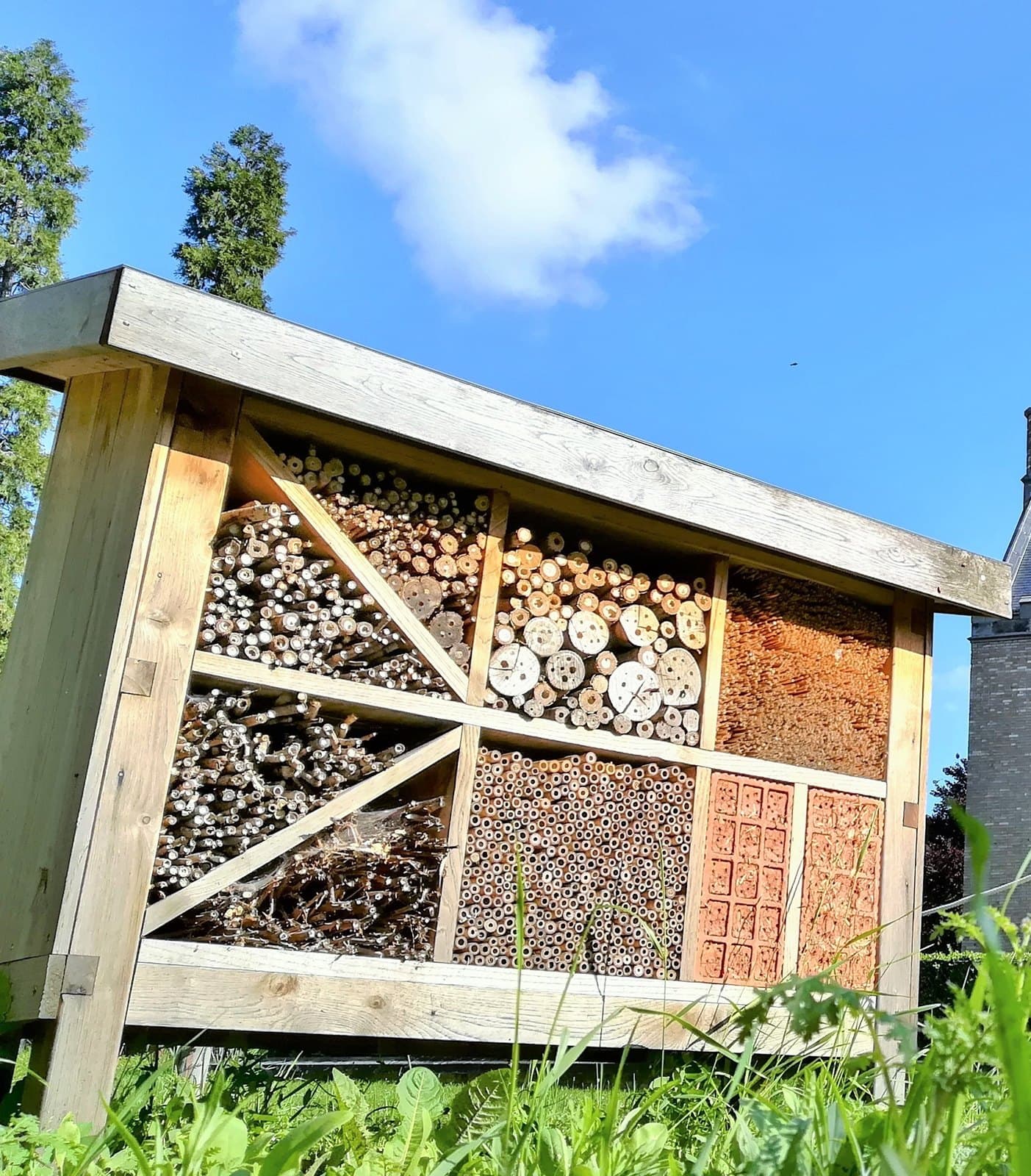Wild bee hotel with nesting holes