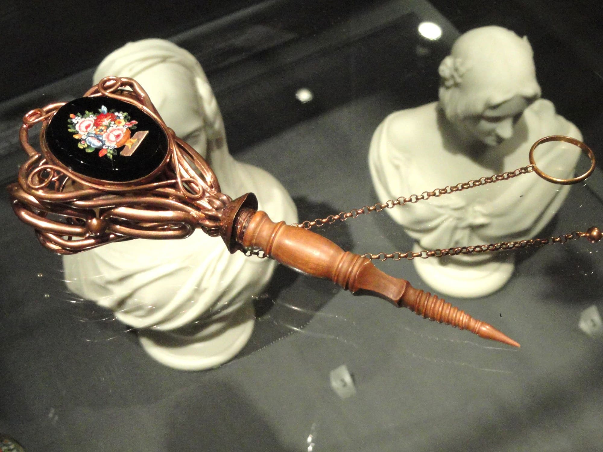 Nineteenth-century silver bouquet (posy) holder with flowers, Royal Ontario Museum
