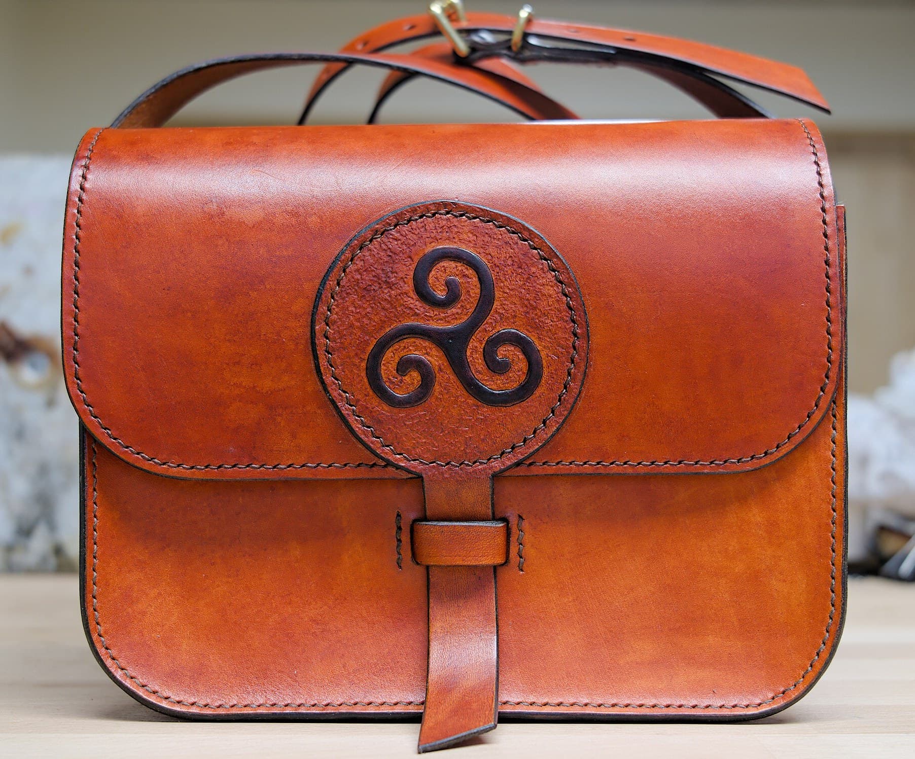 Tan leather satchel bag