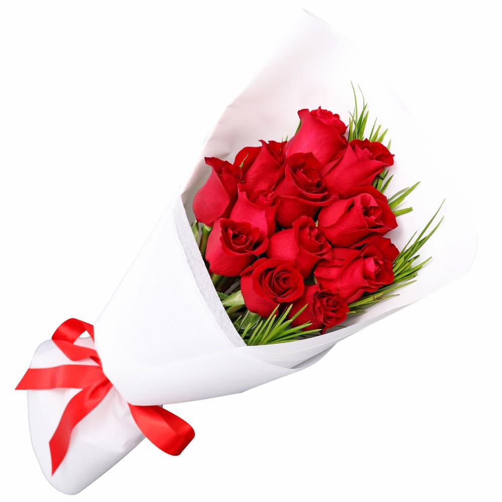 12 red roses bouquet from Flowers Across