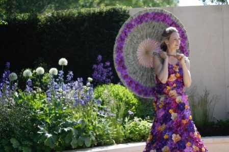 Person with flower umbrella