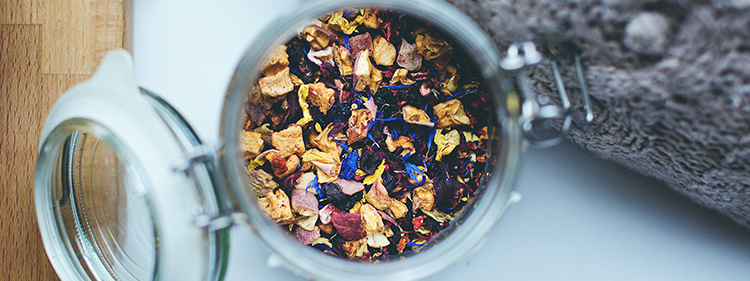 Petals inside glass jar