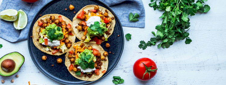 Vegan chickpea and lentil tacos
