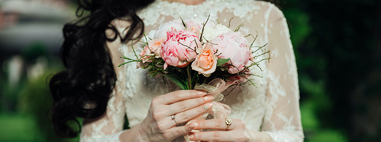Woman holding a flower bouquet