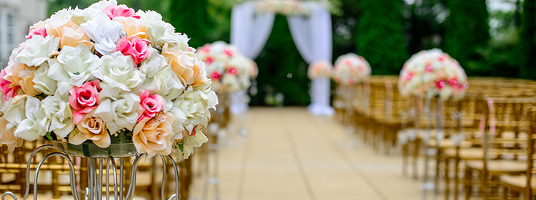 Wedding Isle Arrangement with White and Pink Flowers