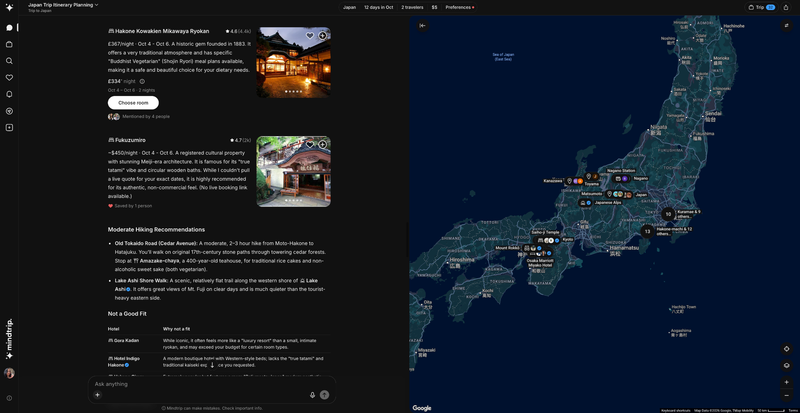 mindtrip AI travel planner