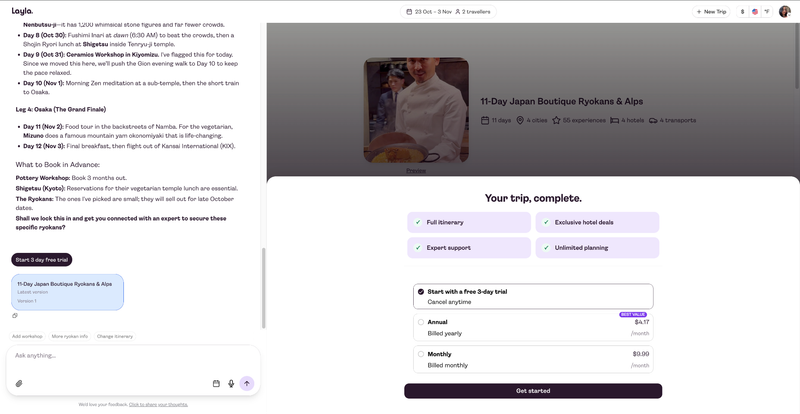 Layla AI travel planner review