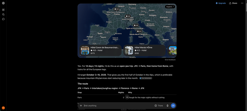 chatgpt europe travel planning