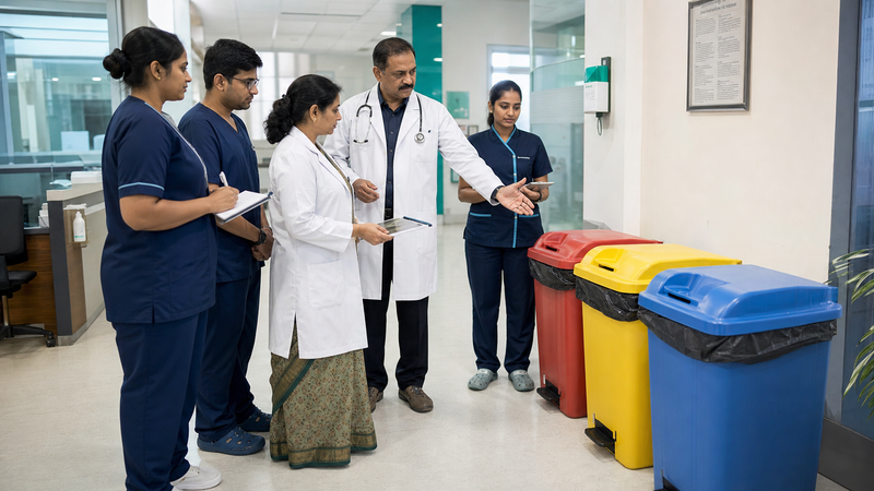 Doctor leading a clinical simulation training session with residents