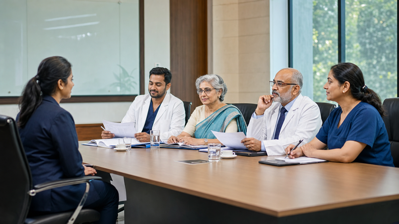 Basic science faculty teaching in a medical college laboratory