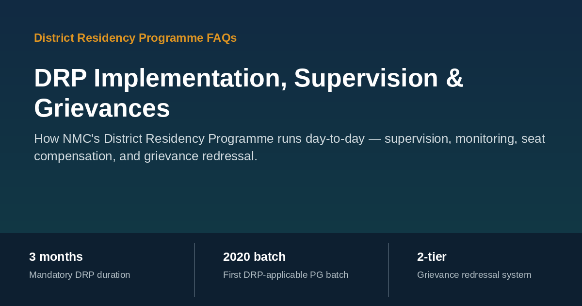 District Residency Programme supervision, monitoring and grievance redressal structure