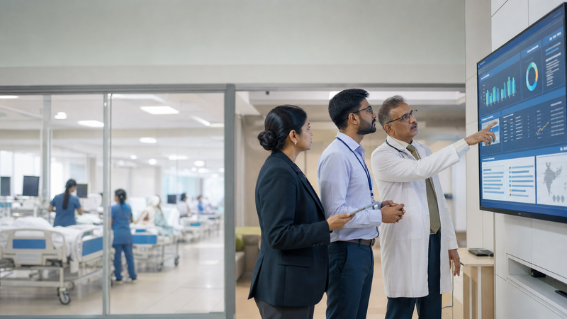 Indian medical college team reviewing NMC ABDM-HMIS compliance
