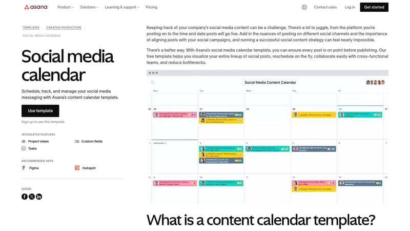 Asana (Social Media Calendar template)