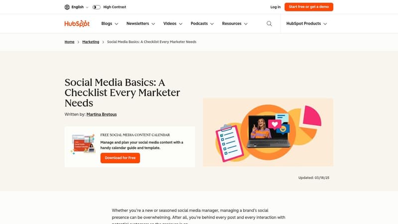 HubSpot (Free Social Media Content Calendar templates)
