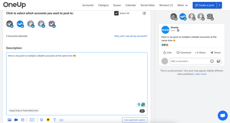 how to post to multiple LinkedIn accounts at once