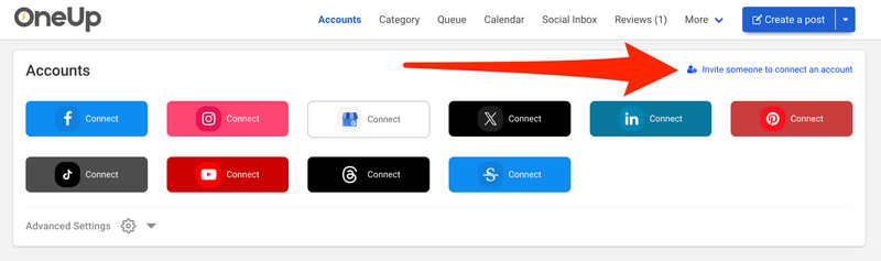 Social media scheduling tool that allows clients to connect their accounts WITHOUT needing to login