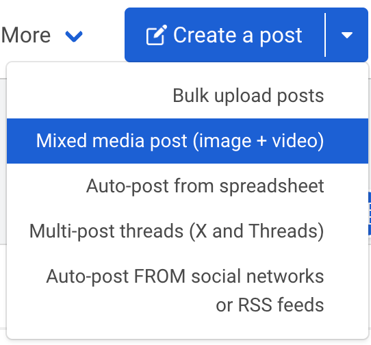 scheduler that supports mixed media (image + video) posts to Instagram?
