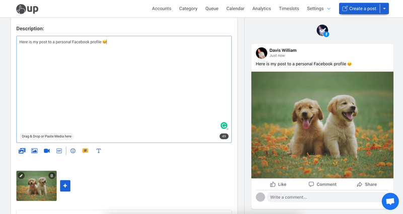 schedule personal Facebook profile posts