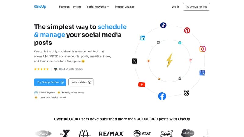 OneUp social media management dashboard