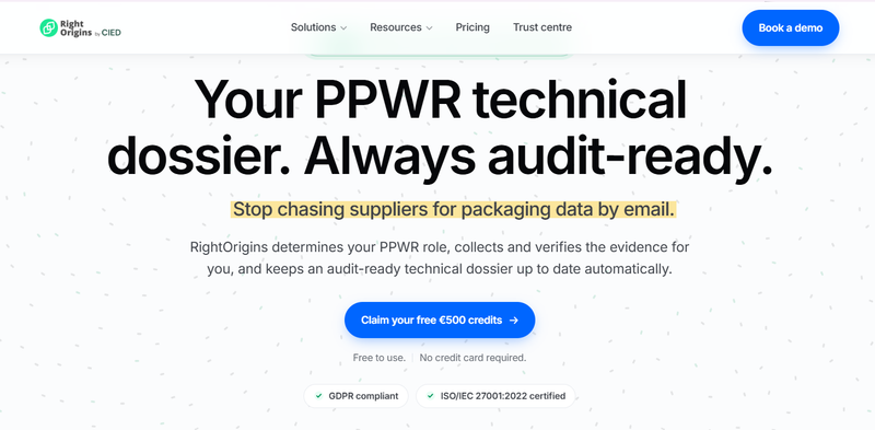 RightOrigins PPWR compliance software