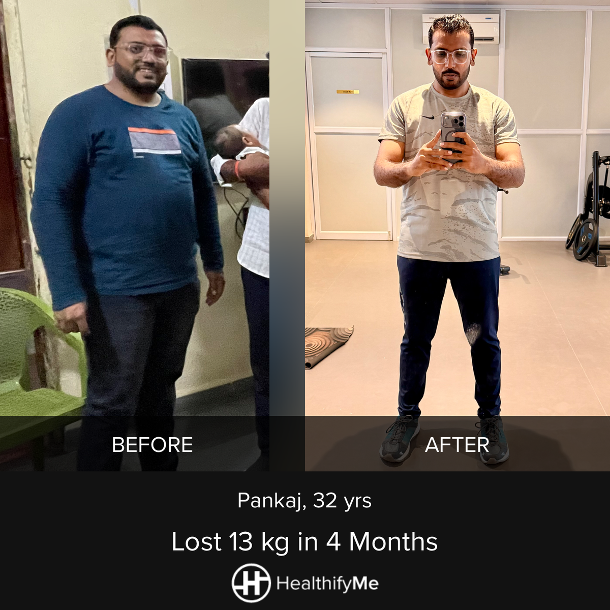Pune Transformation: 13 kg Down and 2 kg Muscle Gained in 4 Months